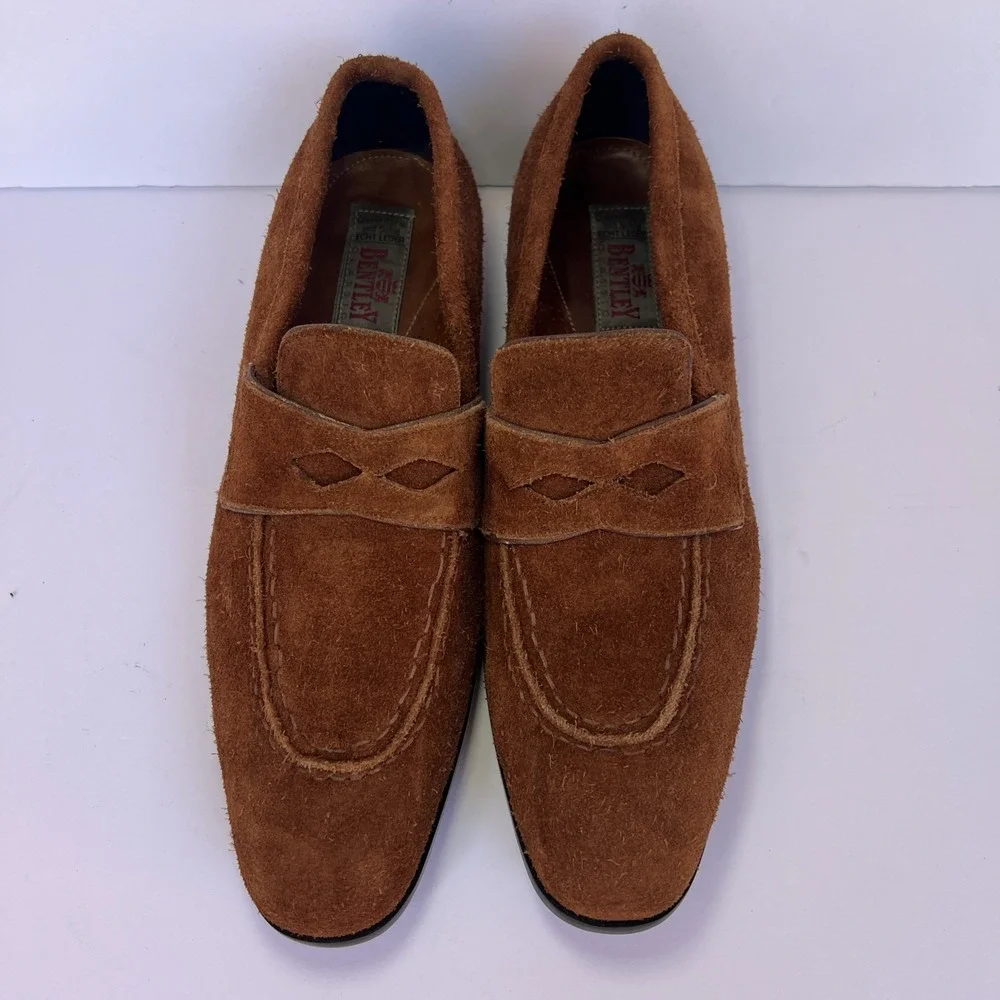 VTG Italian Suede Penny Loafers Mens 43 US 10 Brown Shaggy Handmade Nardi
